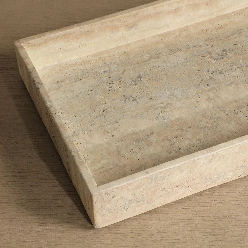 Beige stone countertop on a matching brown background