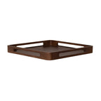 Wooden tray with a dark brown finish on a white background