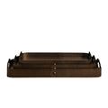 Three nested rectangular metal trays with rolled handles in a dark bronze finish, shown against a plain white background.