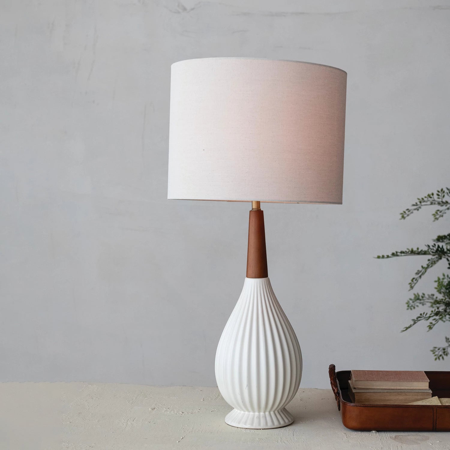 Pleated Stoneware Table Lamp